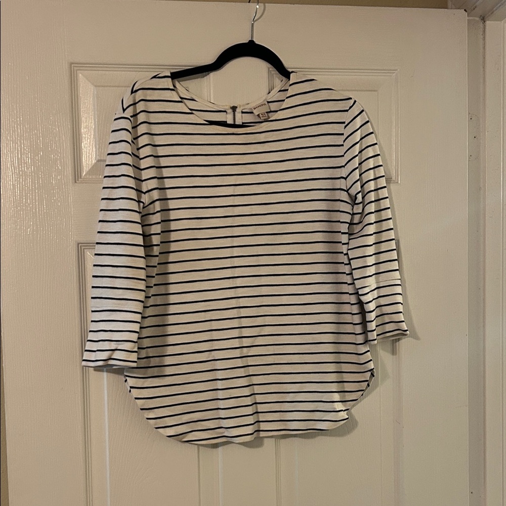 Merona Black and White Striped Long Sleeve Top